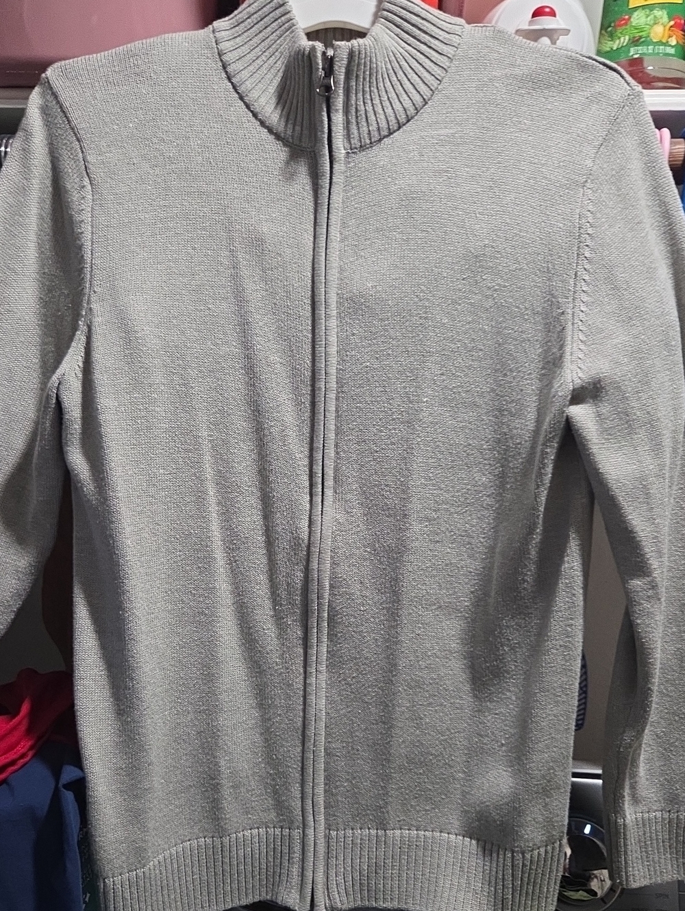 The Children's Place Light Gray Zip-Up Sweater Jacket